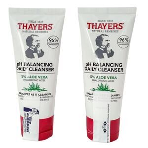 2 Thayer's pH Balancing Daily Facial Cleanser Aloe Vera Hyaluronic Acid 3 oz.